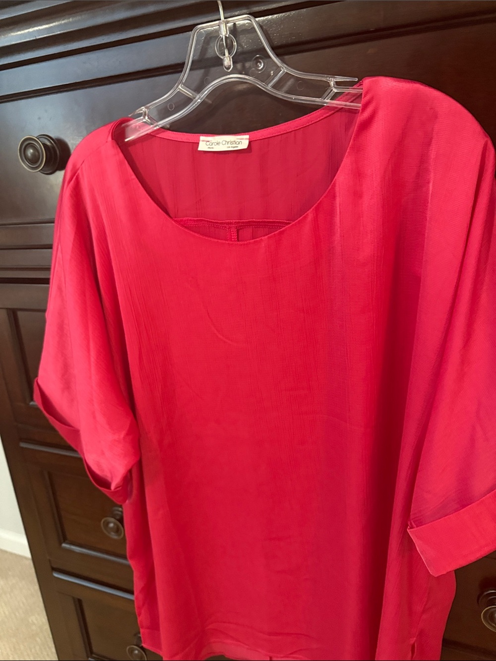Bright Raspberry Short-Sleeve Scoop Neck Tunic - Picture 2 of 4